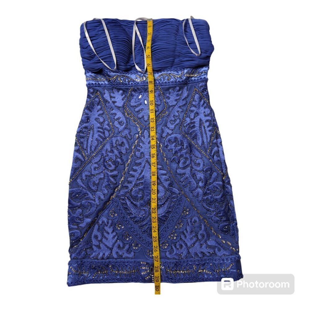 Sue Wong Nocturne Periwinkle Sequins Embellished Ruche Mini Dress Sz 6 - Picture 5 of 13